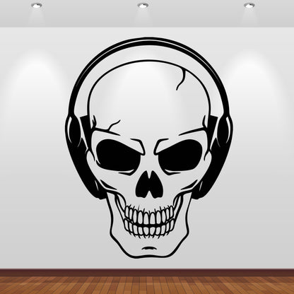 Wandtattoo Totenkopf mit Kopfhörer