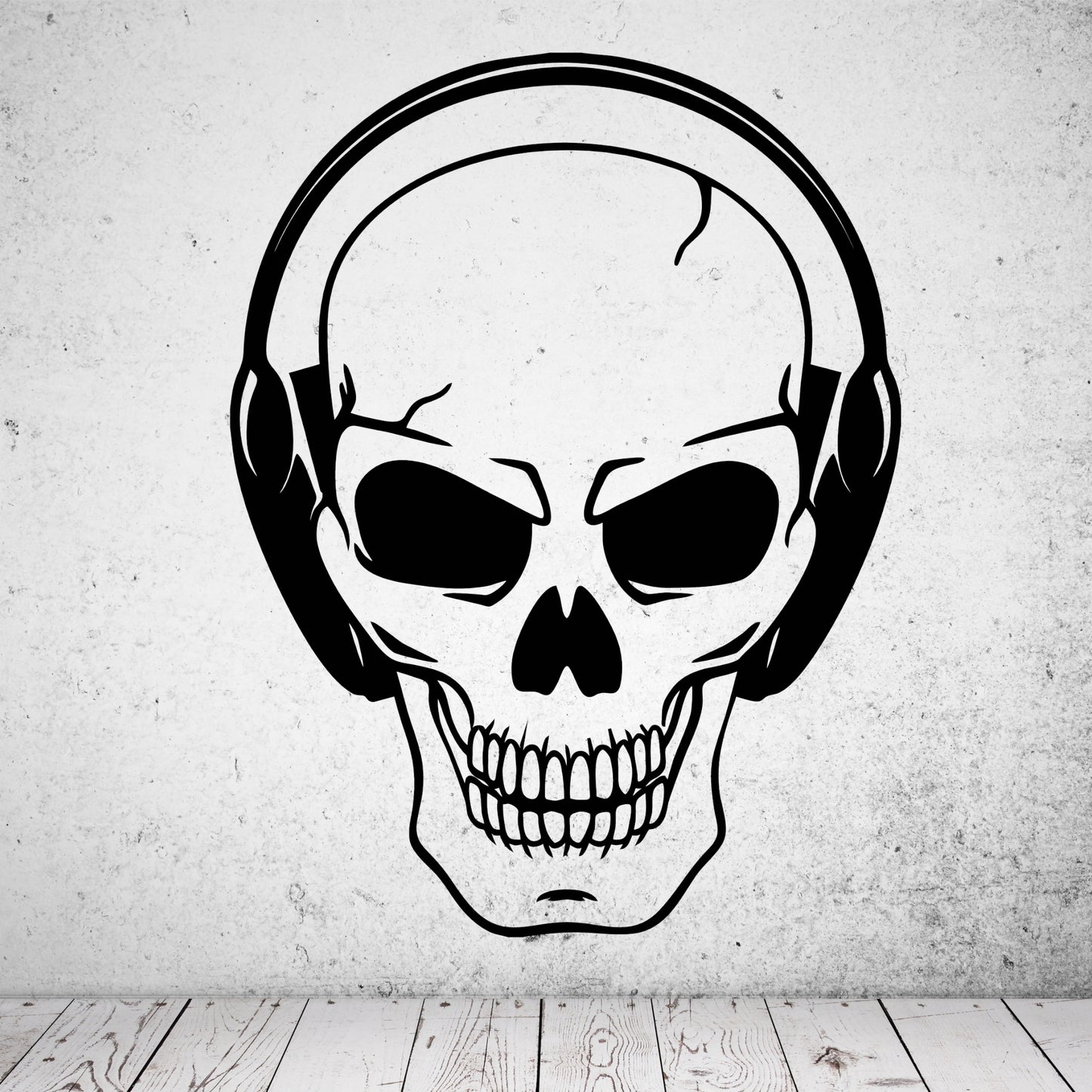 Wandtattoo Totenkopf mit Kopfhörer