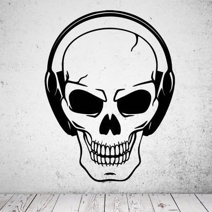 Wandtattoo Totenkopf mit Kopfhörer