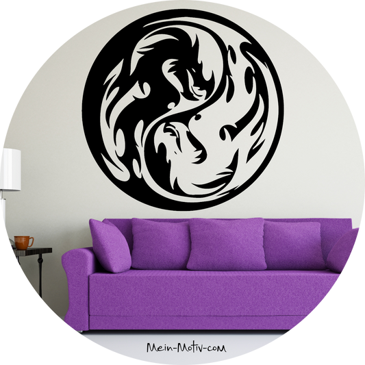 Wandtattoo Yin & Yang Dragon
