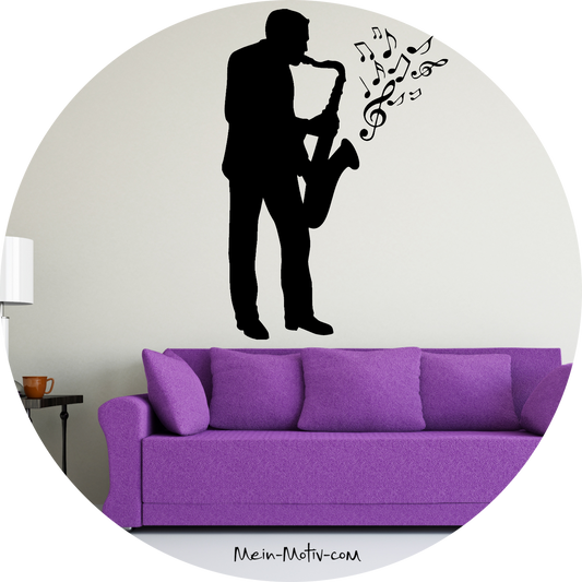 Wandtattoo Saxophon mit Noten