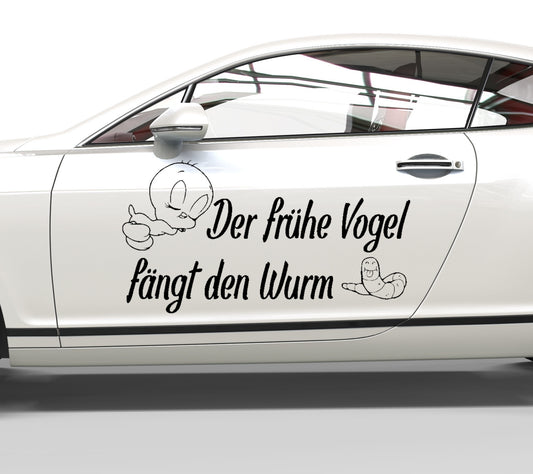 Autoaufkleber Der frühe Vogel fängt den Wurm