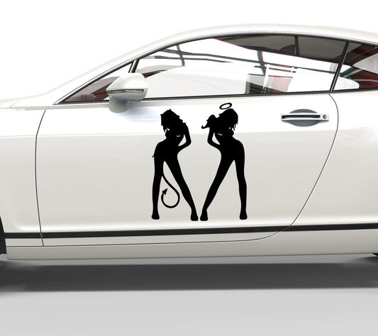 Autoaufkleber Sexy Teufel und Engel