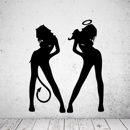 Wandtattoo Sexy Teufel und Engel