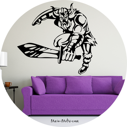 Wandtattoo Wikinger mit Schwert und Schild