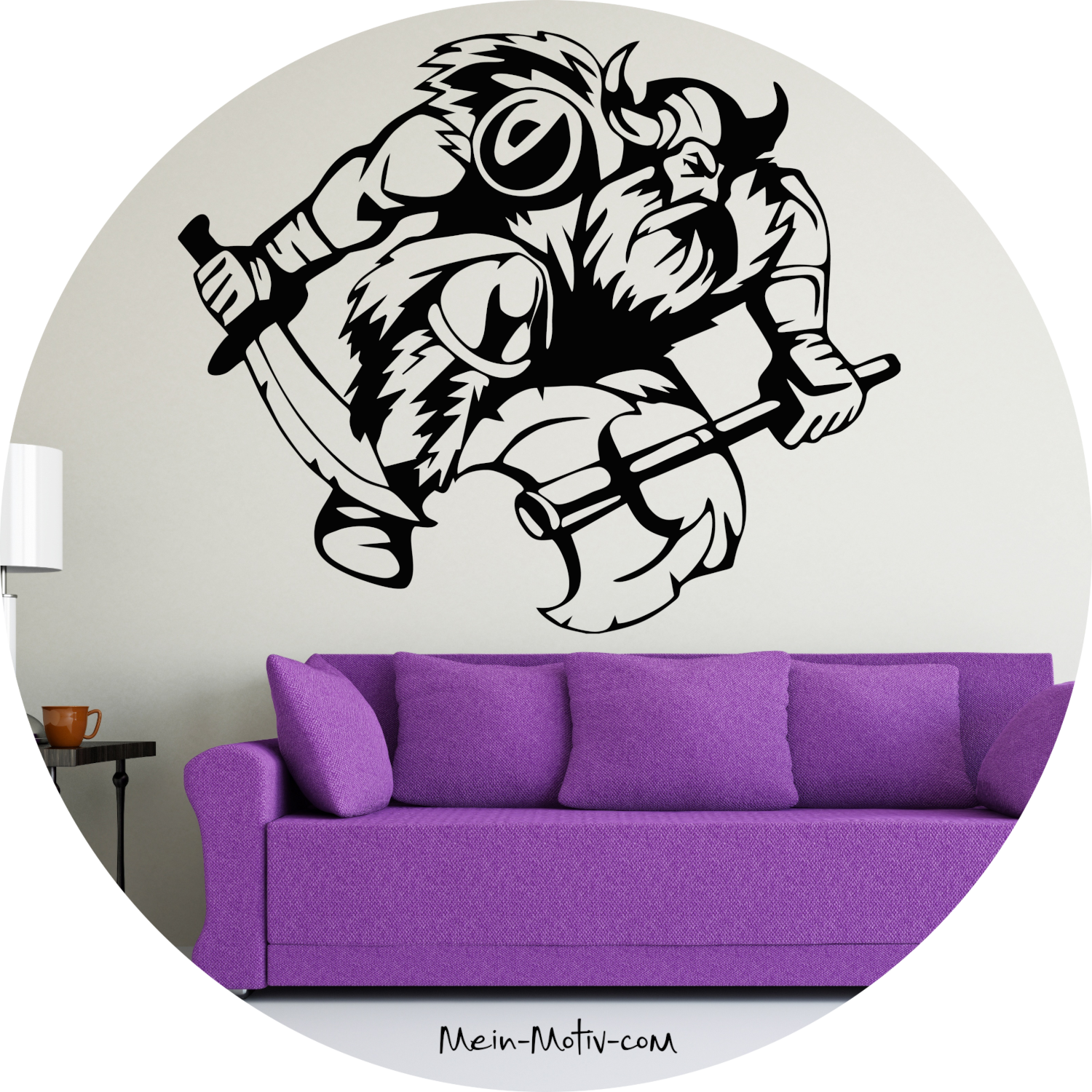 Wandtattoo Wikinger mit Axt und Schwert