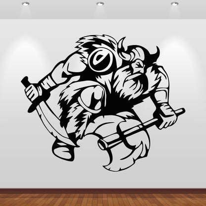 Wandtattoo Wikinger mit Axt und Schwert
