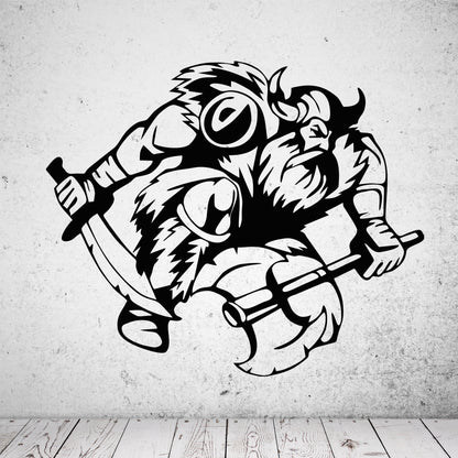 Wandtattoo Wikinger mit Axt und Schwert