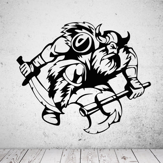 Wandtattoo Wikinger mit Axt und Schwert