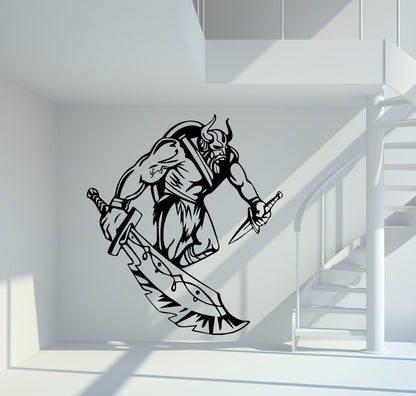 Wandtattoo Wikinger mit Schwert und Dolch