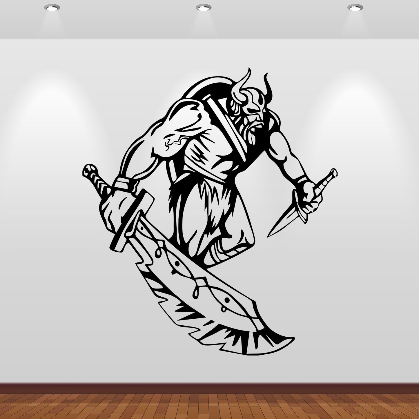 Wandtattoo Wikinger mit Schwert und Dolch