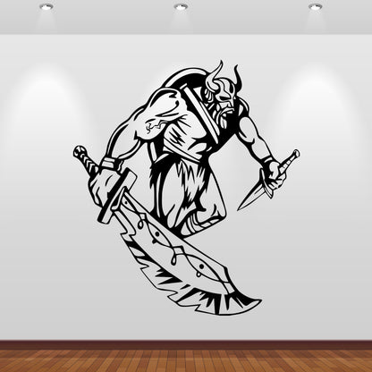 Wandtattoo Wikinger mit Schwert und Dolch