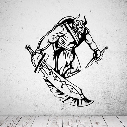 Wandtattoo Wikinger mit Schwert und Dolch