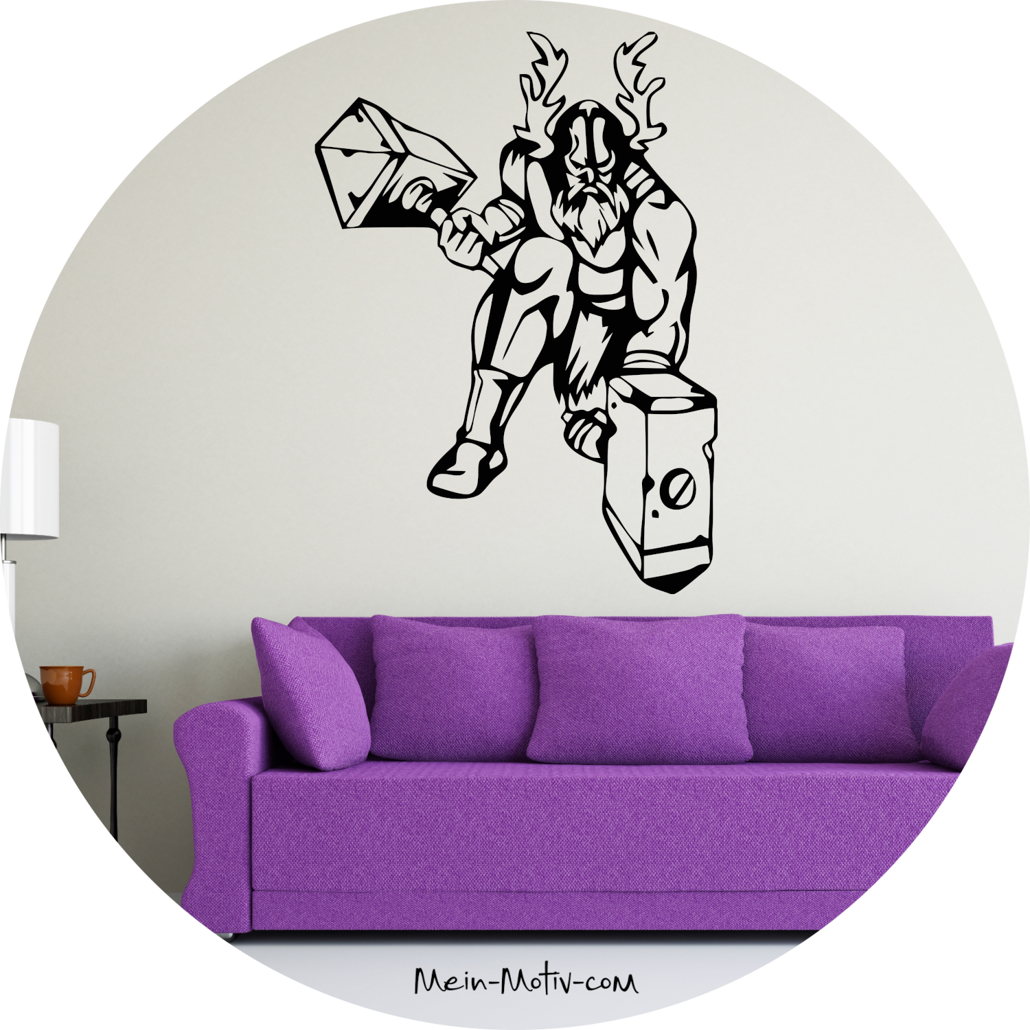 Wandtattoo Wikinger mit Thors Hammer