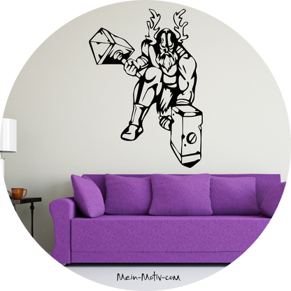Wandtattoo Wikinger mit Thors Hammer