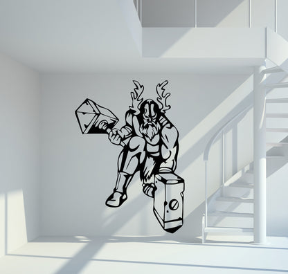 Wandtattoo Wikinger mit Thors Hammer