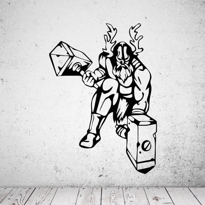 Wandtattoo Wikinger mit Thors Hammer