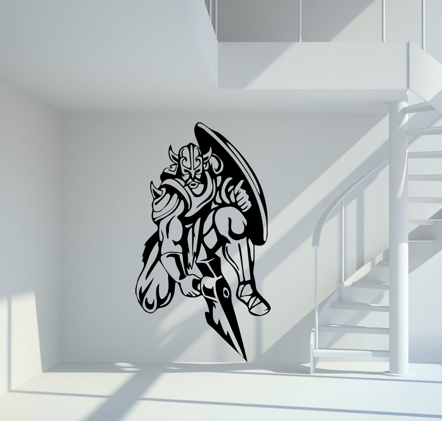 Wandtattoo Wikinger mit Axt und Schild kniend