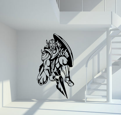 Wandtattoo Wikinger mit Axt und Schild kniend