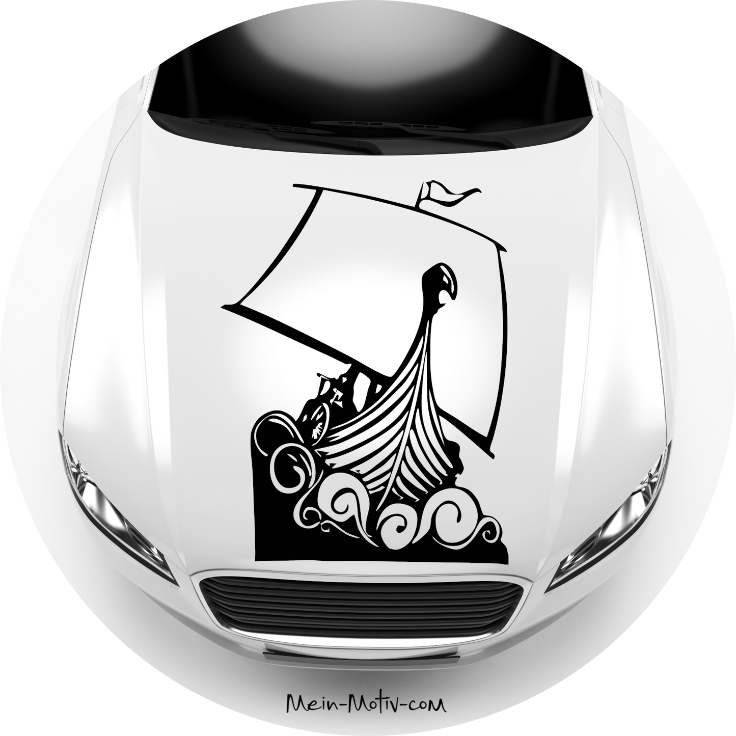 Autoaufkleber Wikingerschiff mit Wellen