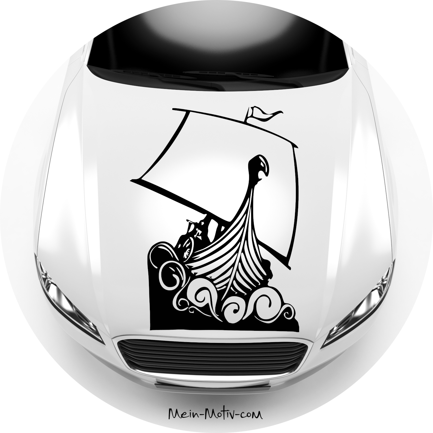 Autoaufkleber Wikingerschiff mit Wellen