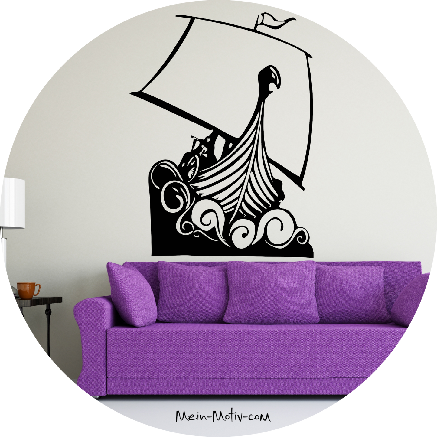 Wandtattoo Wikingerschiff mit Wellen