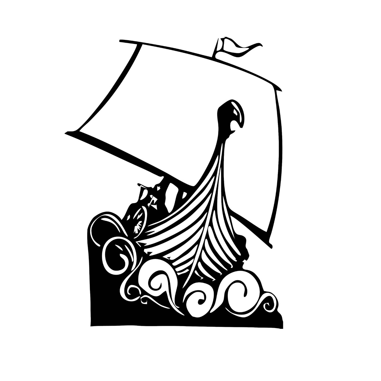 Autoaufkleber Wikingerschiff mit Wellen
