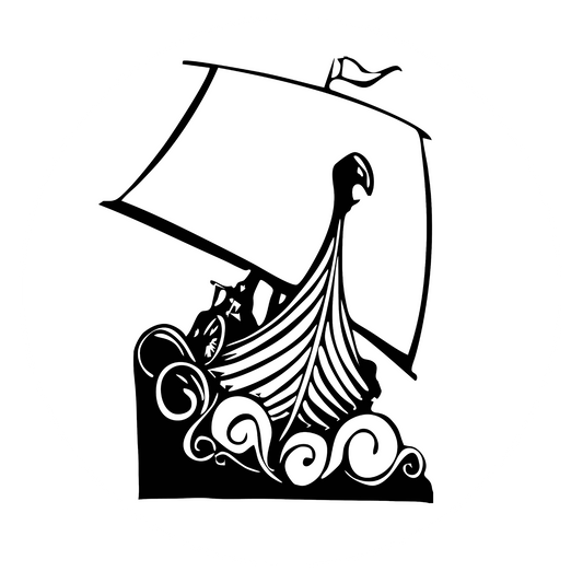 Wandtattoo Wikingerschiff mit Wellen
