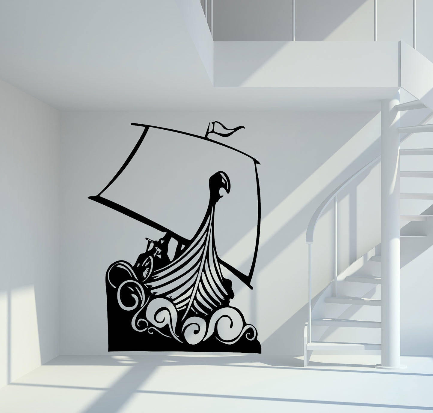 Wandtattoo Wikingerschiff mit Wellen
