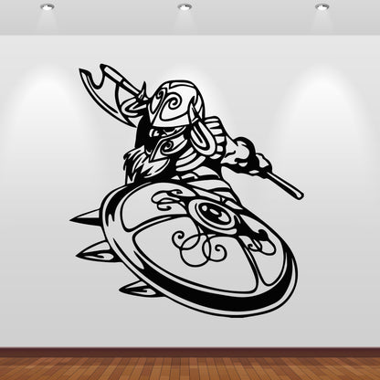Wandtattoo Wikinger mit Schild und Axt