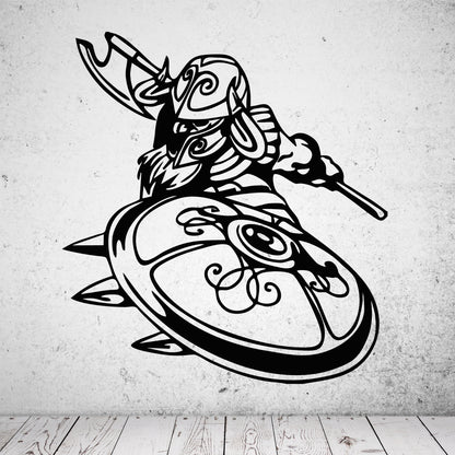 Wandtattoo Wikinger mit Schild und Axt