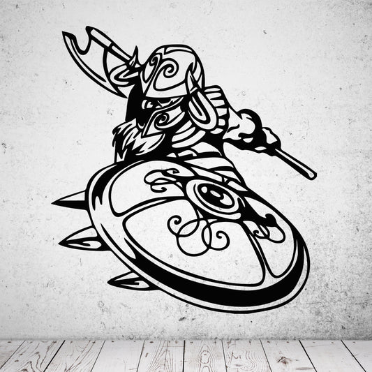 Wandtattoo Wikinger mit Schild und Axt