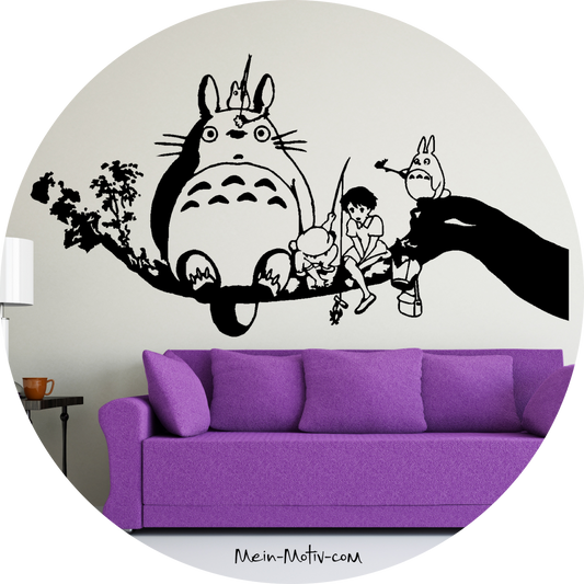 Wandtattoo Mein Nachbar Totoro auf einem Ast
