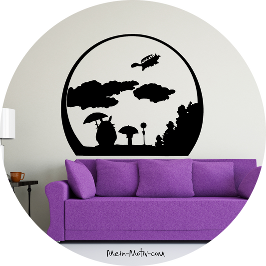 Wandtattoo Totoro Bushaltestelle