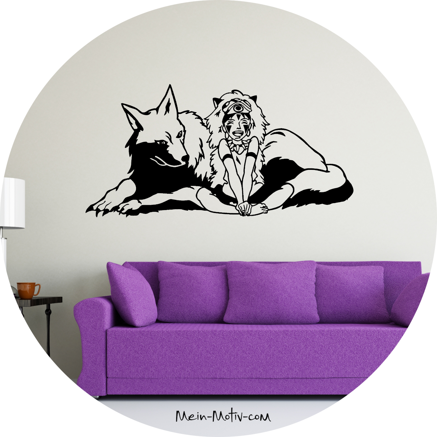 Wandtattoo Prinzessin Mononoke mit Moro