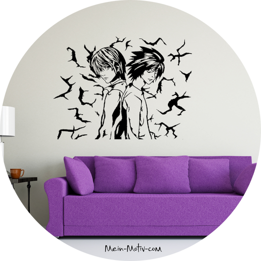 Wandtattoo Death Note Light Yagami und L