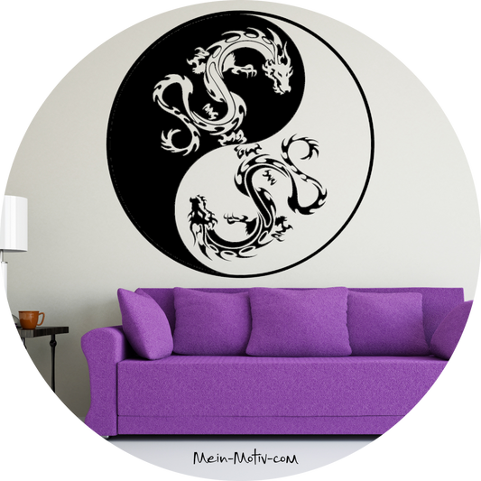 Wandtattoo Yin & Yang Drache