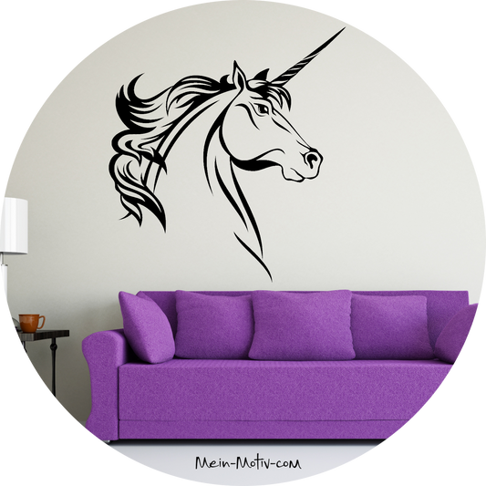 Wandtattoo Einhorn Kopf