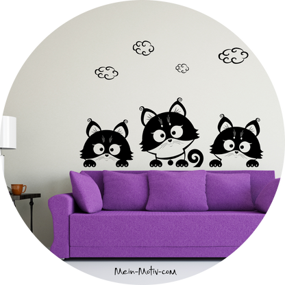 Wandtattoo Drei Kitten - Katzen Babys