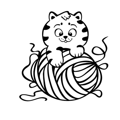 Autoaufkleber Katzenbaby mit Wollknäuel