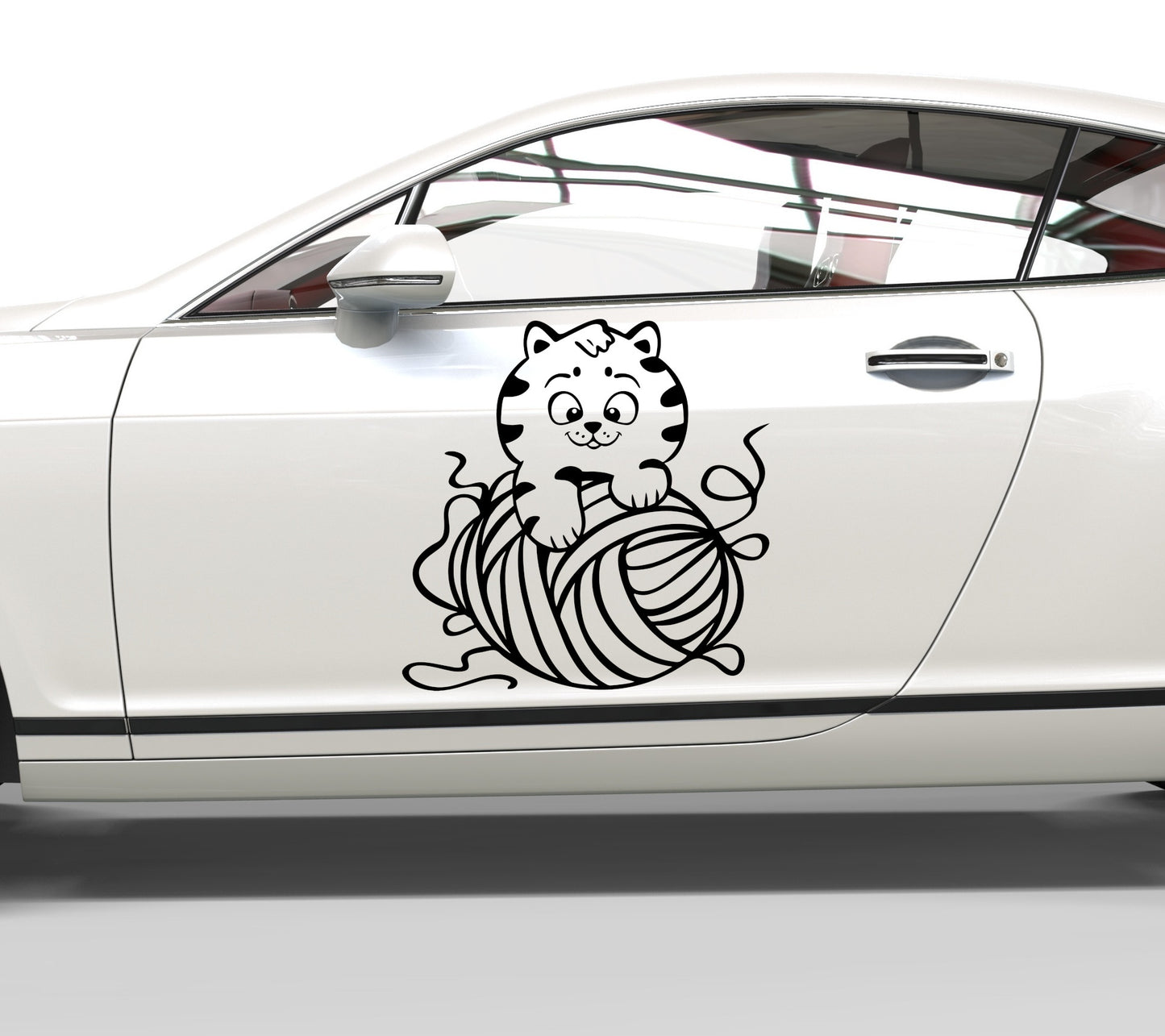 Autoaufkleber Katzenbaby mit Wollknäuel