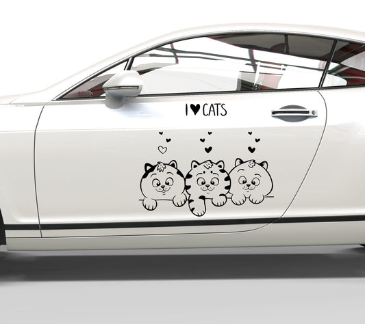 Autoaufkleber I Love cats