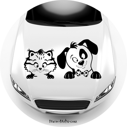 Autoaufkleber Hund und Katze