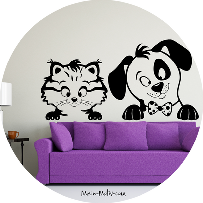 Wandtattoo Hund und Katze
