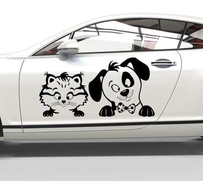 Autoaufkleber Hund und Katze