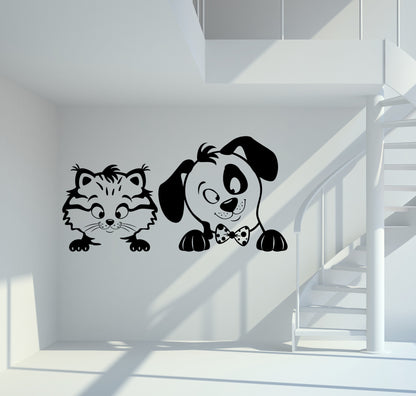 Wandtattoo Hund und Katze