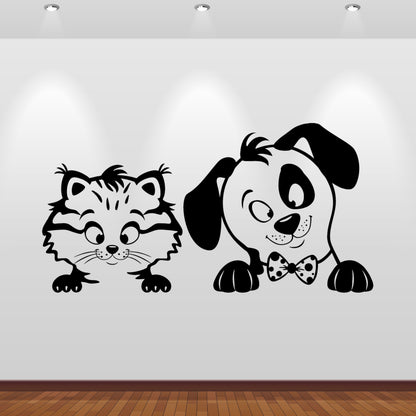 Wandtattoo Hund und Katze