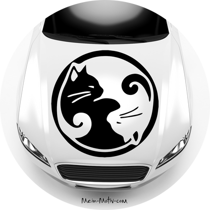 Autoaufkleber Yin und Yang Katzen