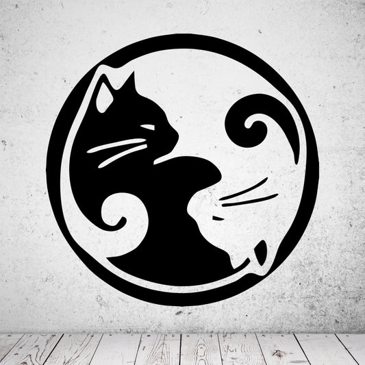 Wandtattoo Yin und Yang Katzen