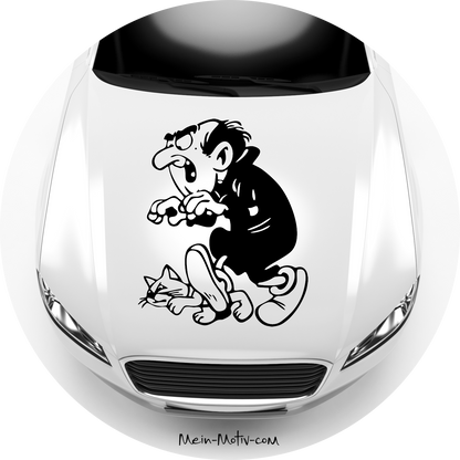 Autoaufkleber Die Schlümpfe Gargamel mit Azrael